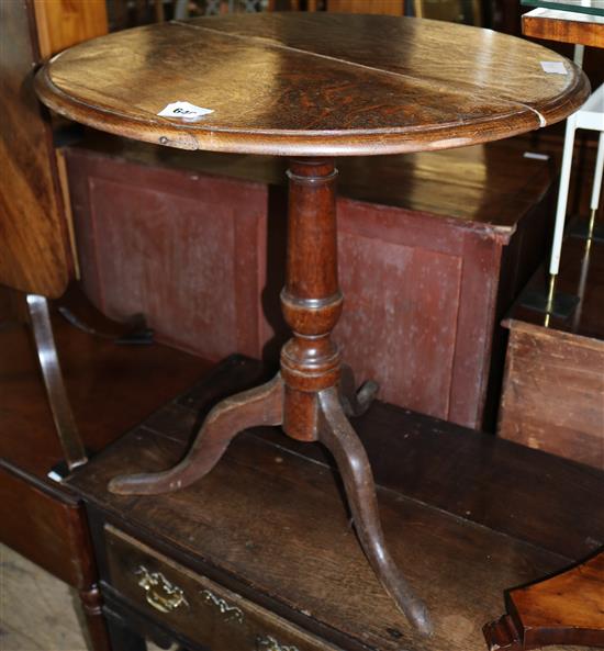 Circular oak tripod snap top table